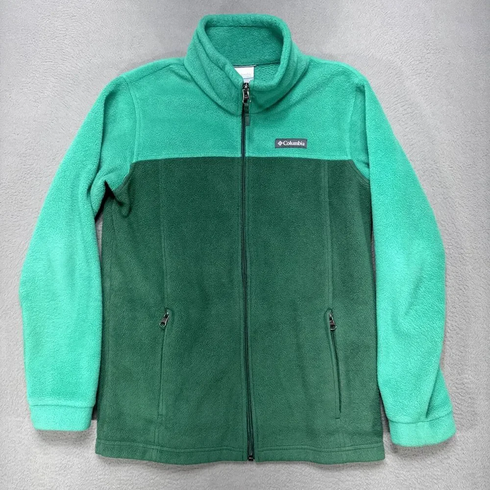Columbia‎ Jacket Girls Large 14-16 Green Fleece Preppy School Full Zip Gorpcore